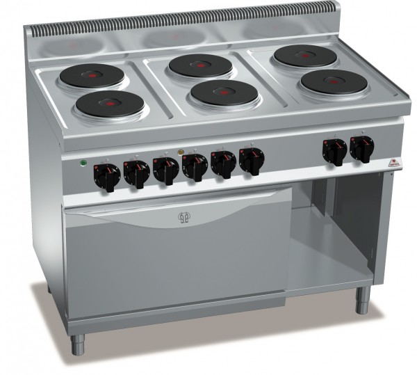 Bertos Gastro 6 Platten Elektroherd mit Backofen Leistung 23,1kW