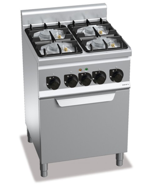 Gastro Gasherd mit 4 Flammen mit Elektro-Backofen der Serie 600er ECO-POWER Leistung 22,5 kW