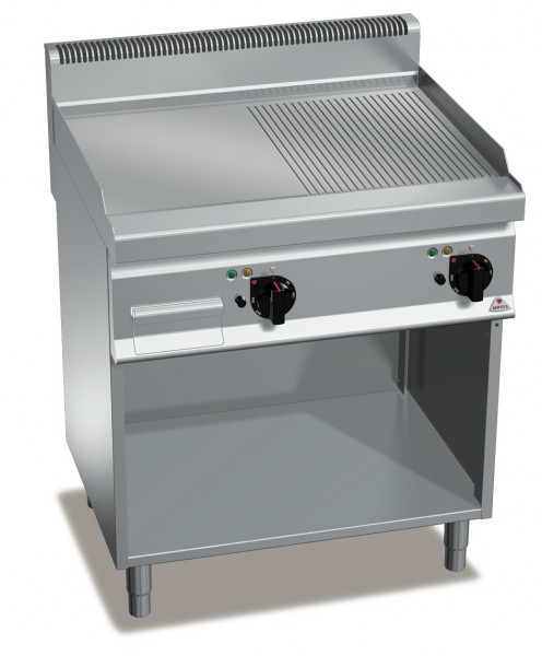 Elektrogrill mit Glatte/Gerillte Platte Standgerät 9,6kW