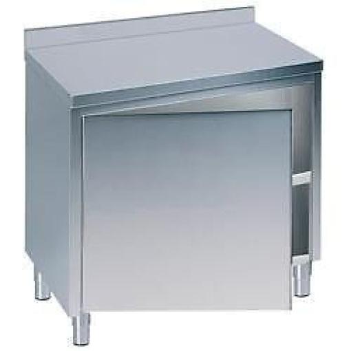 Gastro Arbeitsschrank aus Edelstahl mit Flügeltüre und Aufkantung B 800 x T 700 x H 850 mm