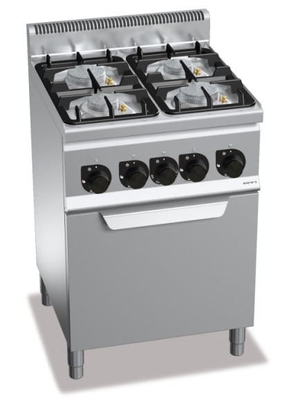 Gastro Gasherd mit 4 Flammen mit Gasbackofen der Serie 600er ECO-POWER Leistung 22,5 kW