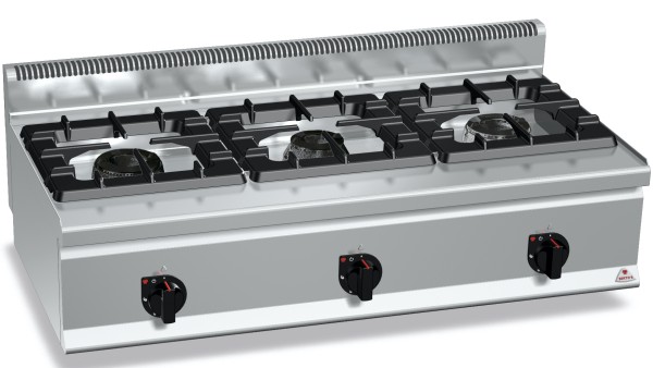Gastro Gasherd mit 3 Flammen Tischgerät Serie PLUS 600 HIGH-POWER Leistung 31kW