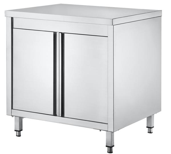 Gastro Arbeitsschrank aus Edelstahl mit Flügeltüre B 600 x T 600 x H 850 mm
