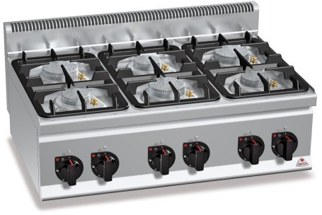 Gastro Gasherd mit 6 Flammen Tischgerät Serie PLUS 600 ECO-POWER Leistung 28,5kW