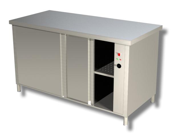 Gastro Wärmeschrank aus Edelstahl mit Schiebetüren B 2000 x T 700 x H 850 mm