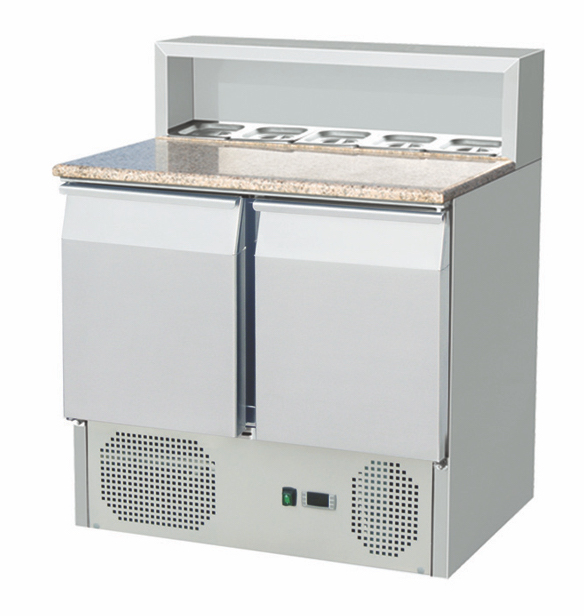 Pizza-Kühltisch Belegstation 2 Türen mit Granit | Saladette | Kühlen