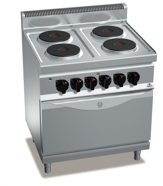 Bertos 4 Platten Elektroküchenherd mit Backofen Leistung 17,9kW der Serie HIGH-POWER