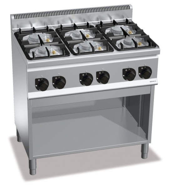 Gastro Gasherd mit 6 Flammen als Standgerät der Serie 600er ECO-POWER Leistung 28,5 kW